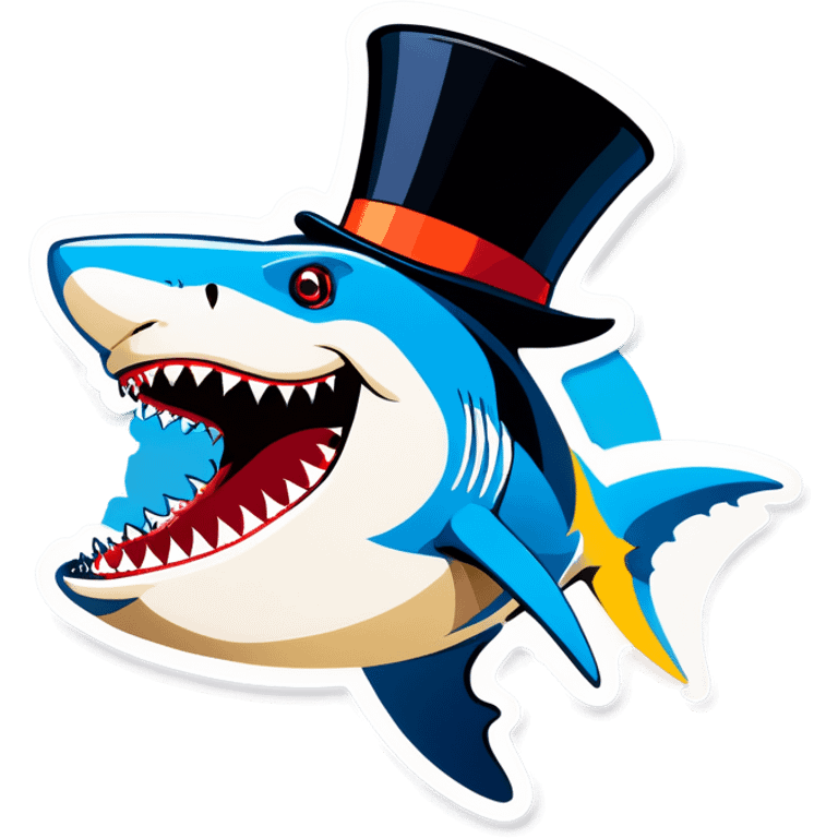 Shark with a top hat emoji