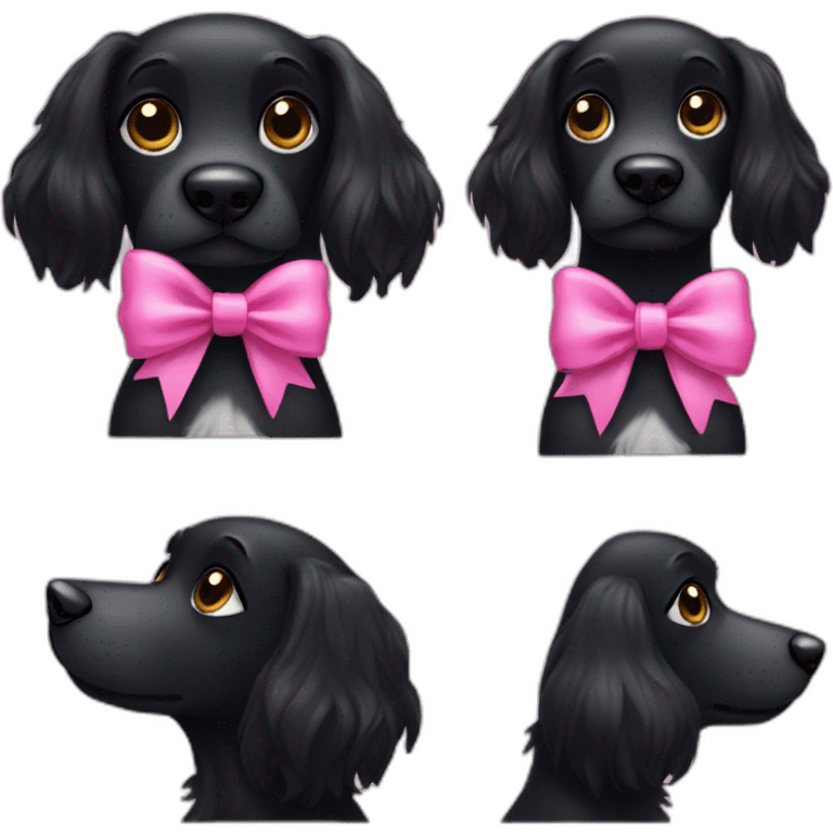 Black dog with long hair with a pink bow emoji