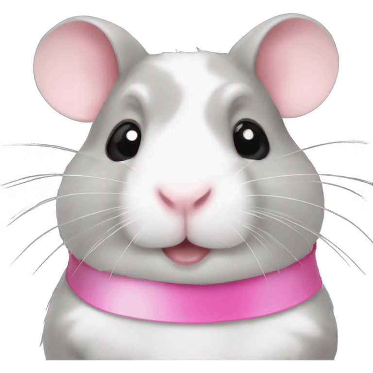 Hamster grey/white with a pink ribbon emoji