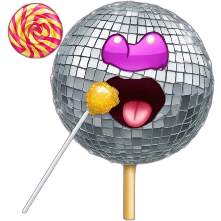 hairy disco ball eating a lolipop emoji