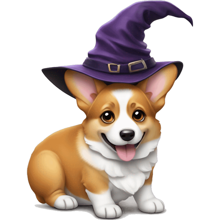 corgi puppy with a witch hat  emoji