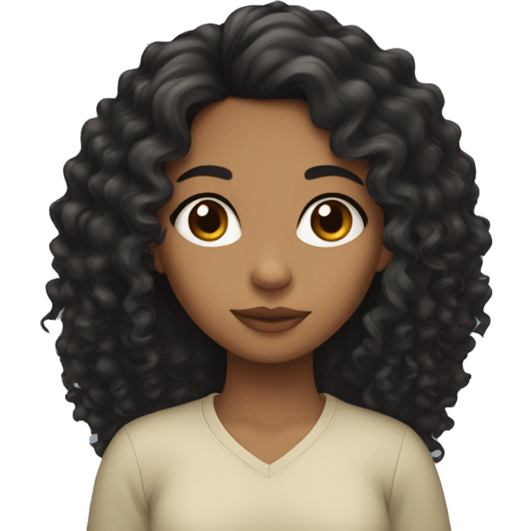 mixed girl with long black curly hair  emoji