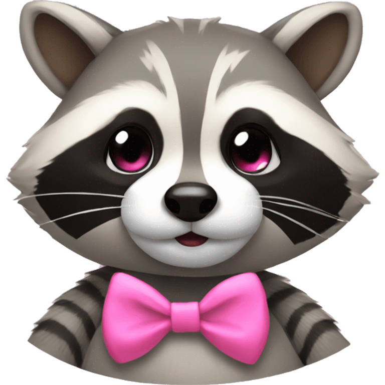 Raccoon with a pink bow emoji