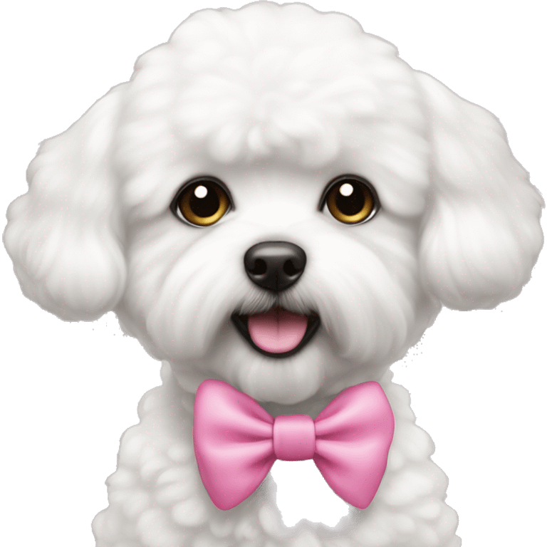 Bichon frise with pink bow on had emoji