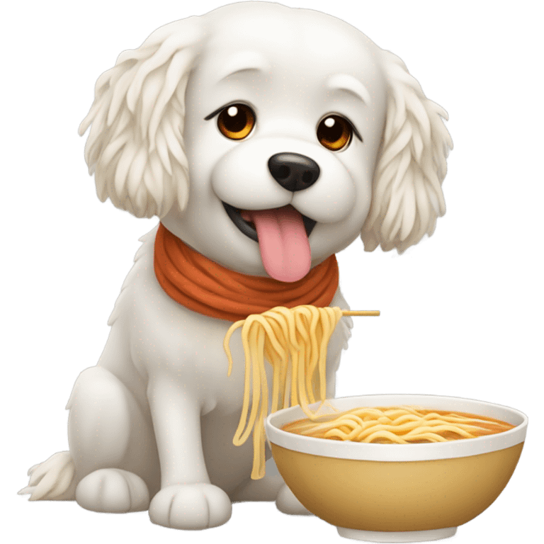 dog eating ramen emoji