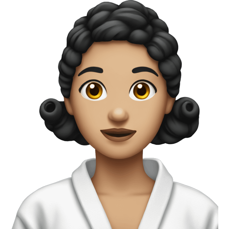 Girl in a bathrobe with black hair rollers in her hair emoji