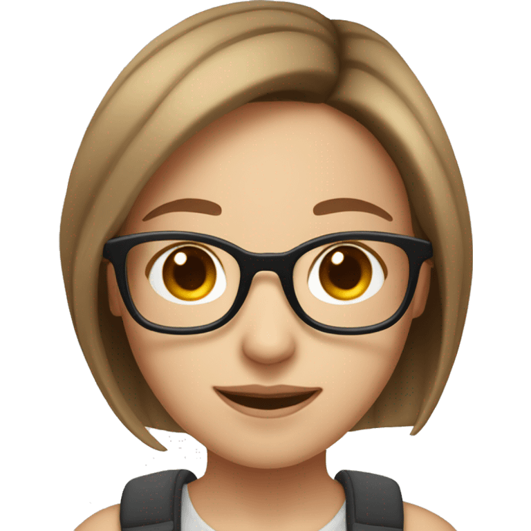 Light Fair skin girl with brown hair, and glasses  emoji