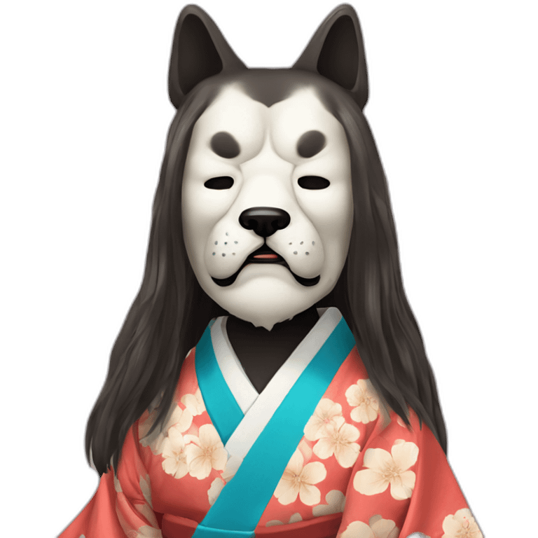 wearing-noh-doggy-mask-longhair-massive-guy-japanese-kimono emoji