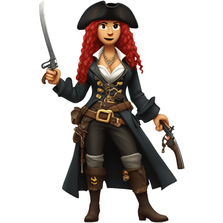 Dangerous female pirate with long red hair emoji