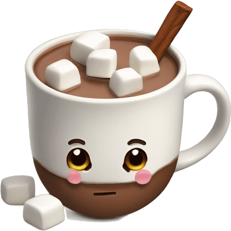 Hot chocolate in a Christmas mug with marshmallows in it emoji