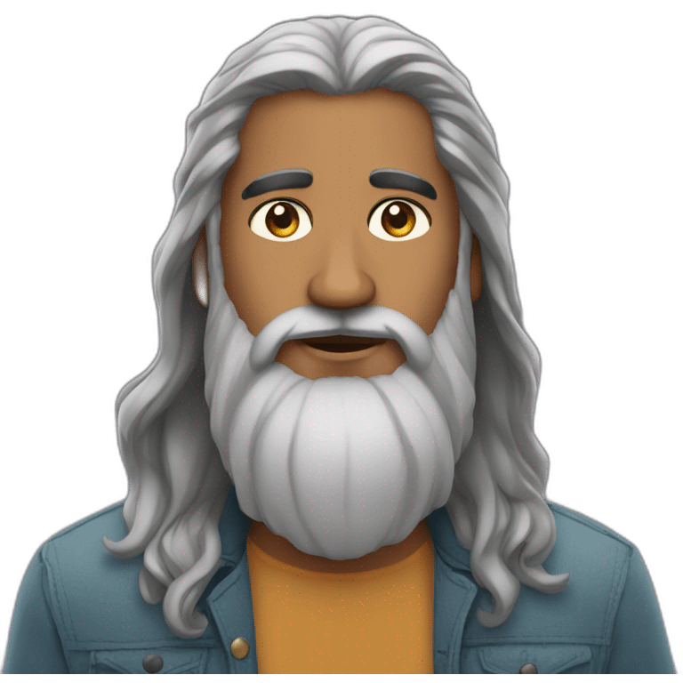 south asian man beard long hair emoji