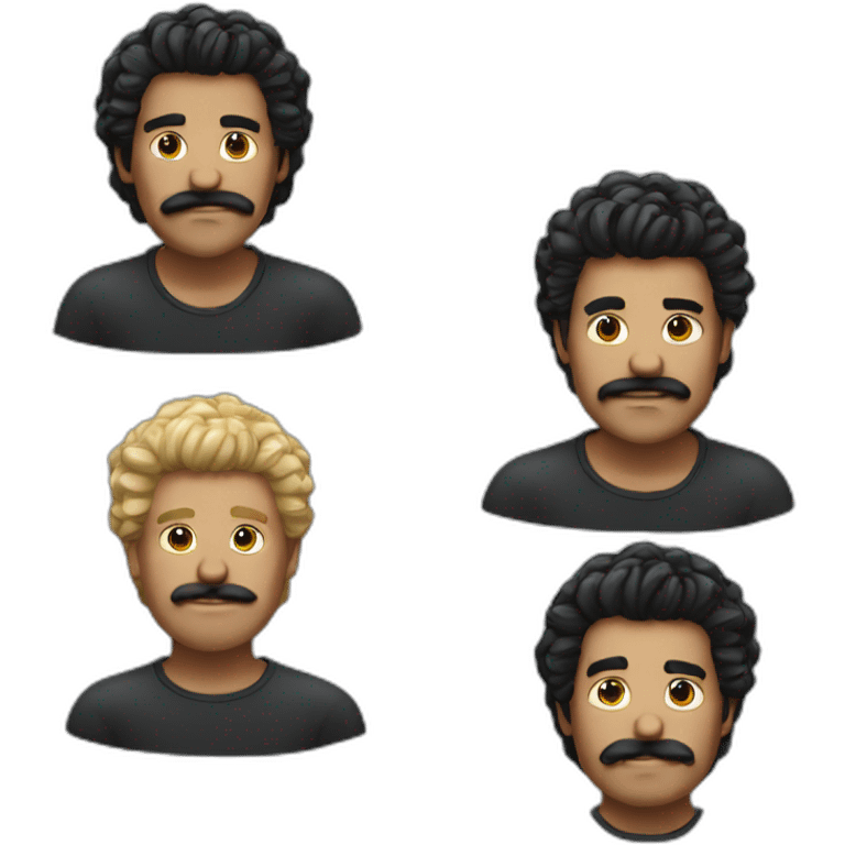 20 years dark men with twist hair and a small black moustache emoji