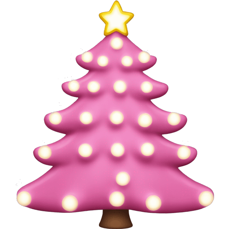 Pink Christmas tree with white lites emoji