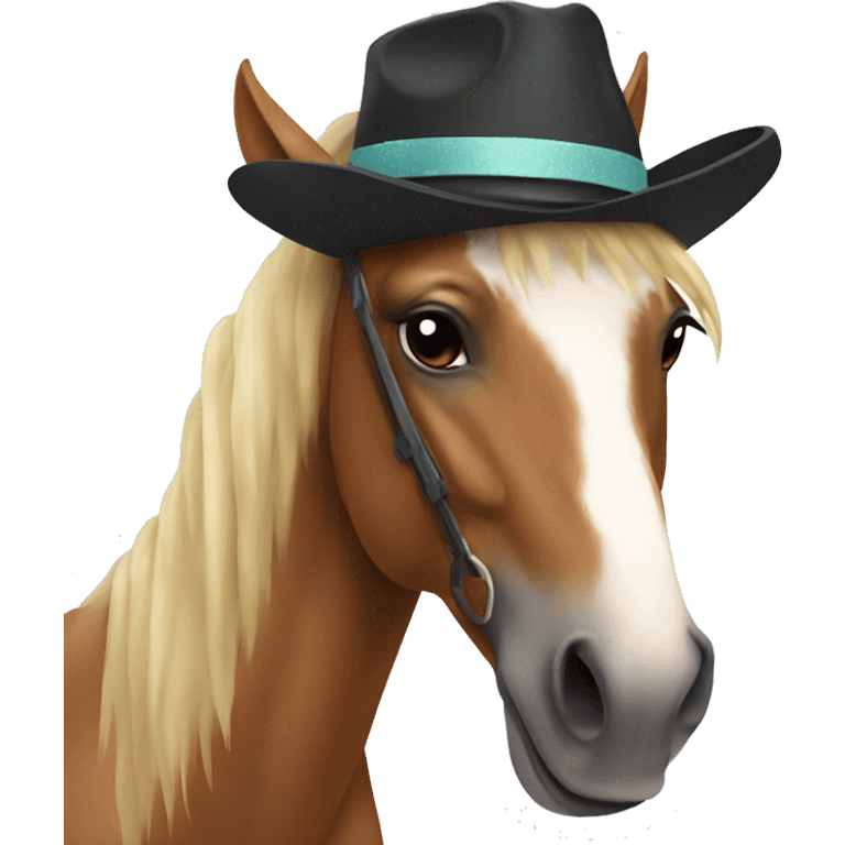 Horse with cool hat emoji