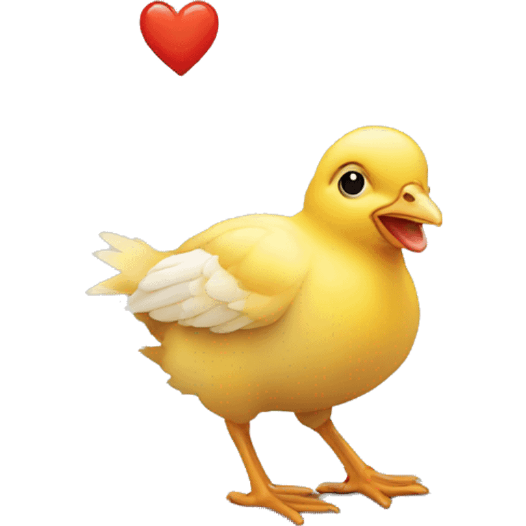 un poussin avec des coeur emoji