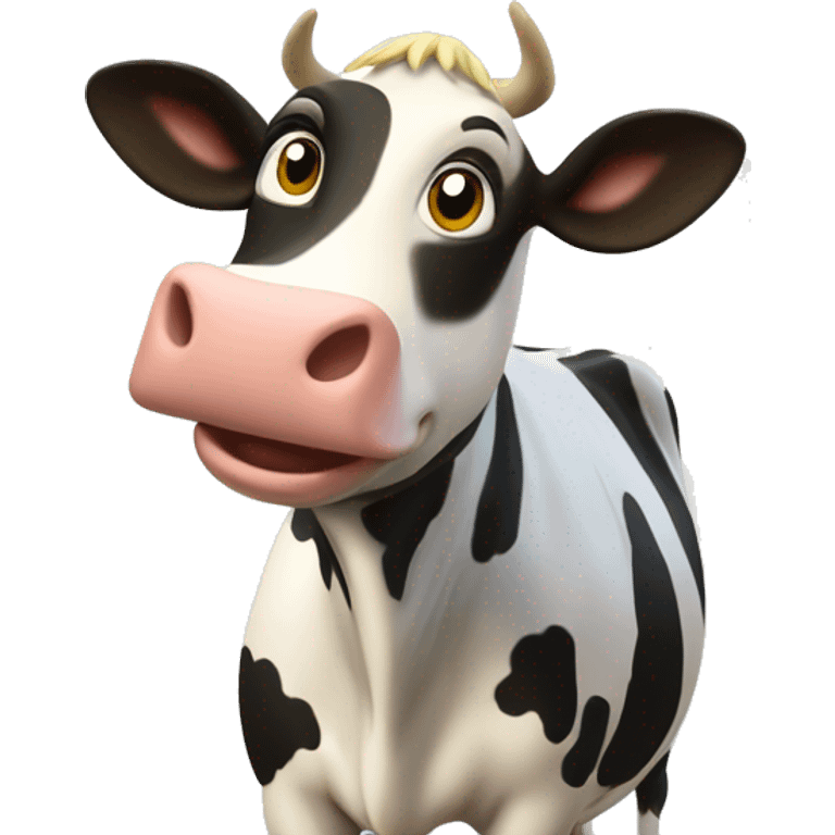 Female Butter cow, with chiggers, holstein,  pixar style, 4k, smiling, with Des Moines Banner emoji