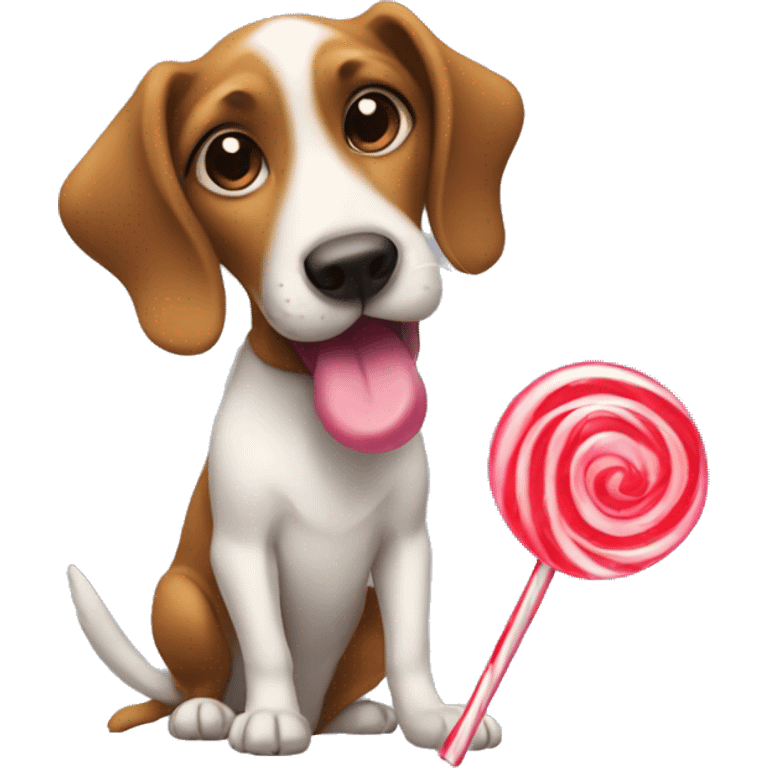 A dog eating lolipop emoji