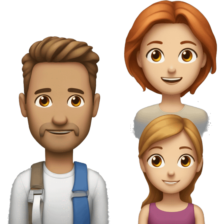 brunet father, red hair mother, brown hair daughter, blond hair son  emoji