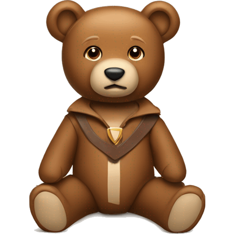 Light Brown Teddy bear with a Brown Bowie emoji