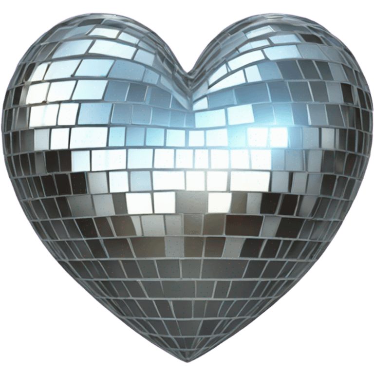 Chrome shiny Disco ball heart  emoji