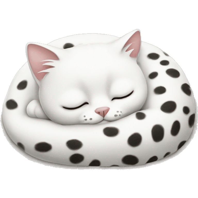 sleeping white cat with white leopard print on it emoji