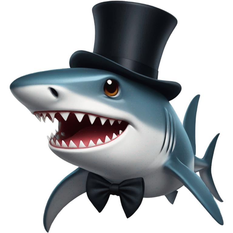 Shark with a top hat emoji