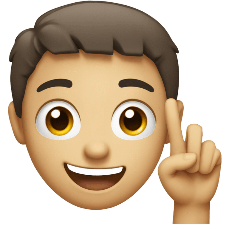 Smiling face emoji making 7 with hand emoji