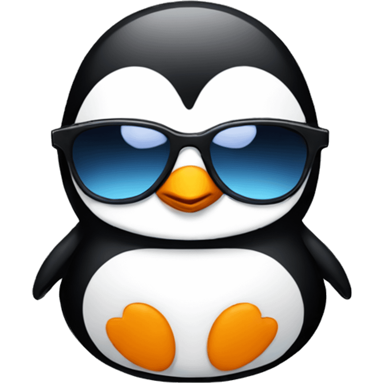 Penguin with sunglasses showing middle hand emoji