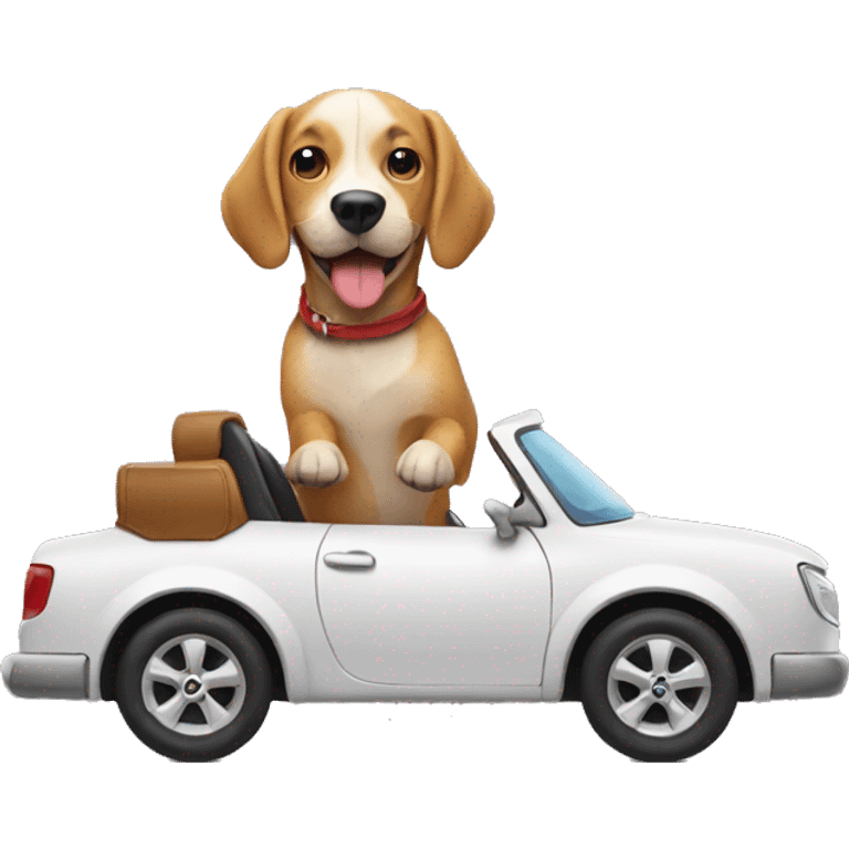 dog riding a car emoji