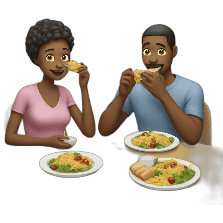 White Parents eating lunch emoji