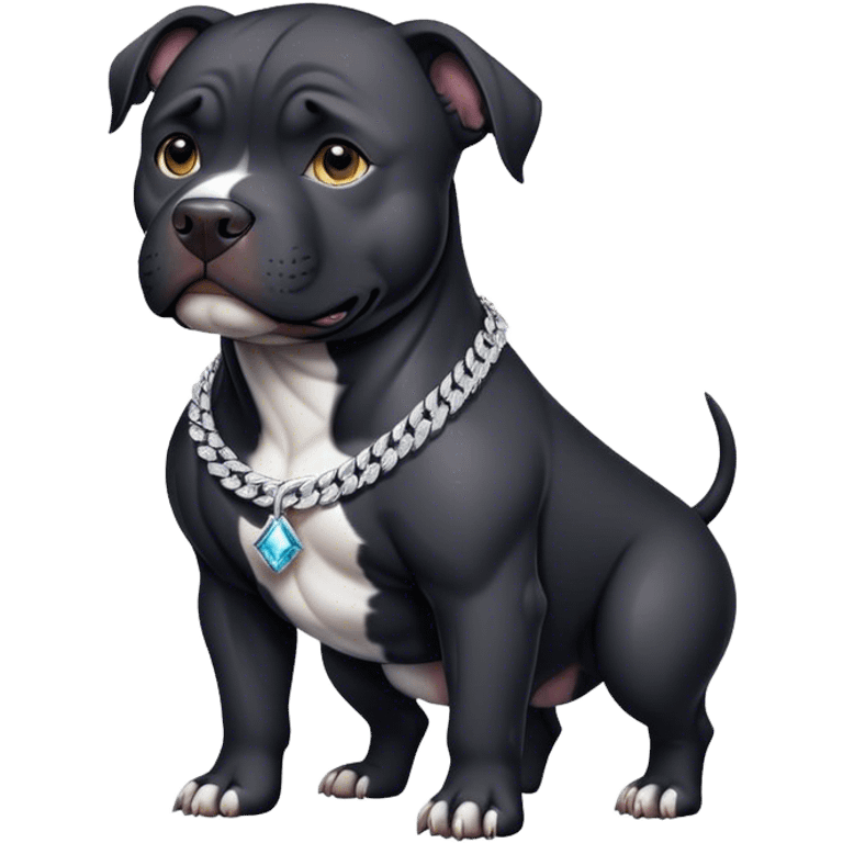 Black pitbull dog with diamond chains ￼ emoji