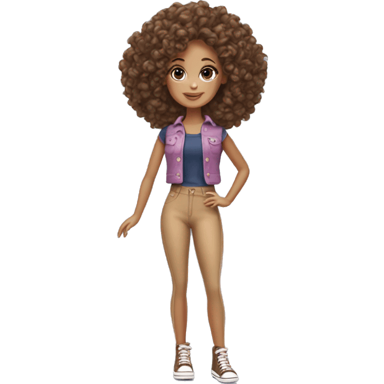 Curly Brown  hair barbie full body emoji