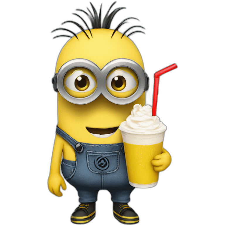 Gang member minion holding an banana milkshake emoji