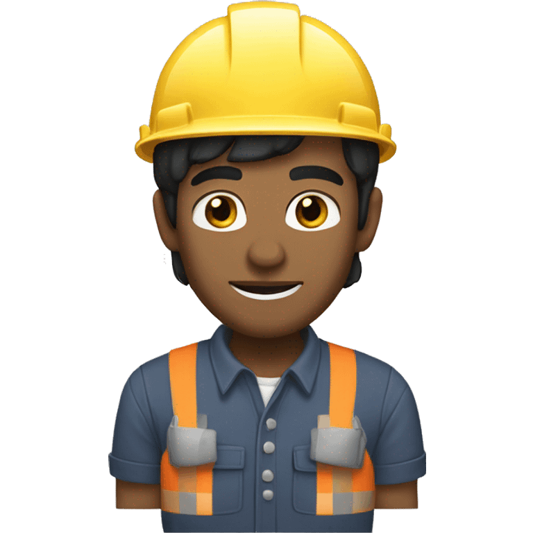 Black-haired builder, black eyes, no beard, square face. emoji