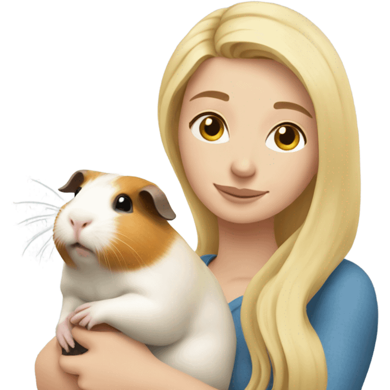 blonde woman hugging a guineapig emoji