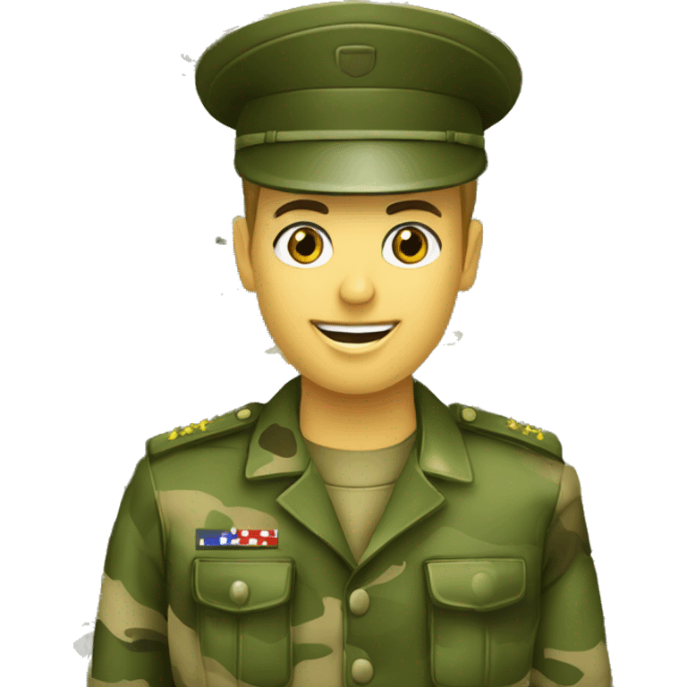 crie um emoji de um militar do exercito brasileiro com o camuflado típico emoji