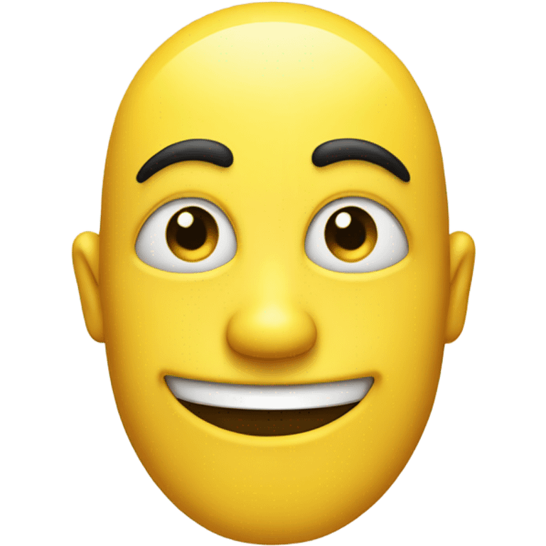 Yellow face facing the side, one eye side eyeing and a straight smile to the side  emoji