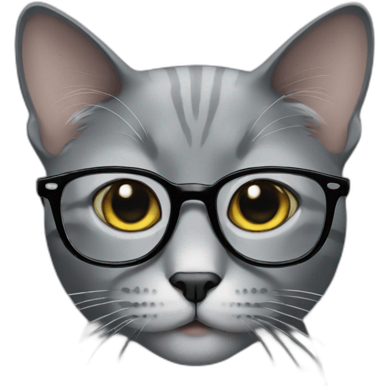 grey cat with glasses emoji