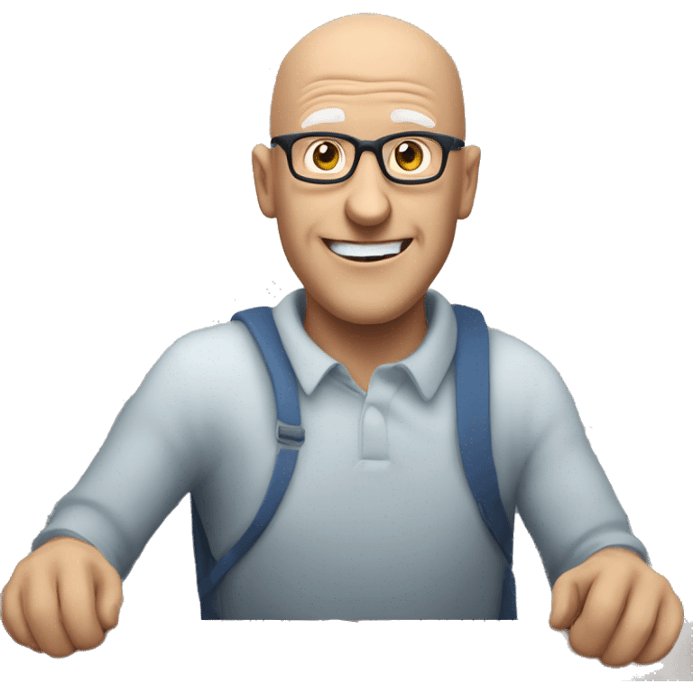 a white middle aged man with glasses and bald head feeling cautiously optimistic that good news is on its way emoji