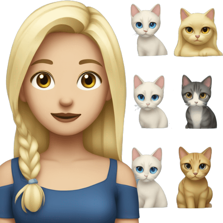 blonde girl with cat  blue eys  emoji