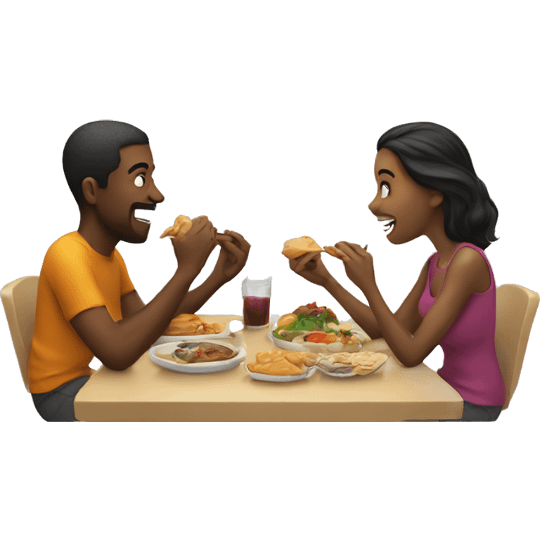 Couple eating together  emoji