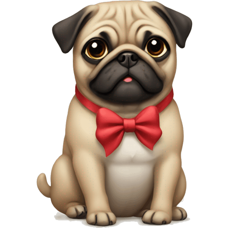 Pug wearing a bow emoji