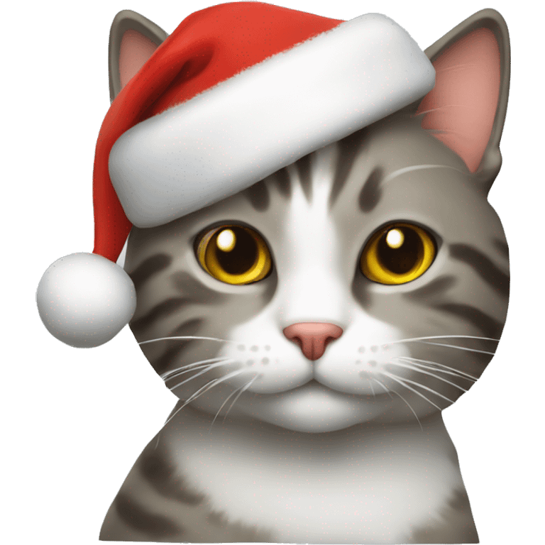 Cat with christmas hat emoji