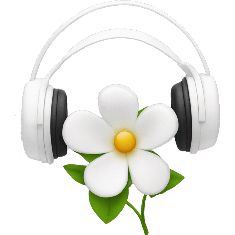 Flower white headphones on emoji