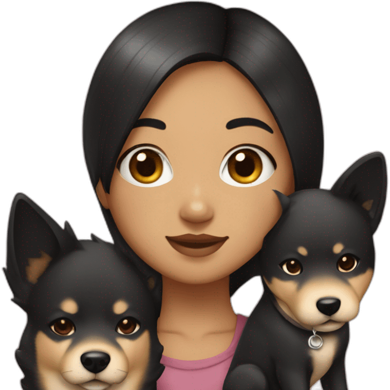 Black hair girl with shiba inu emoji