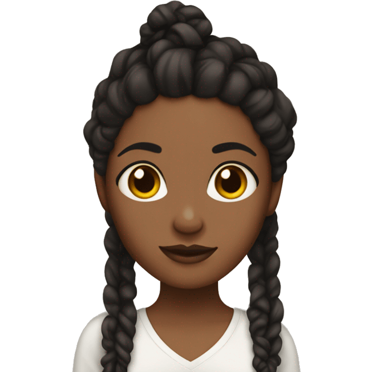 A girl with black eyebrows and locs with brown skin emoji