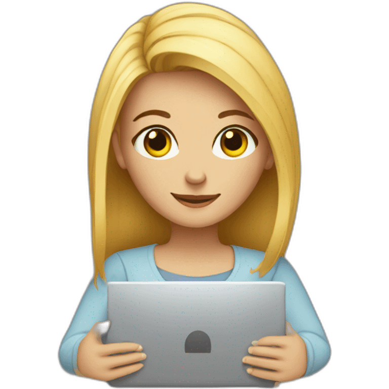 a cute young woman who uses a computer emoji