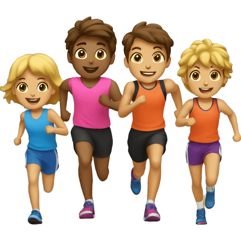 grupo de niños haciendo deporte emoji