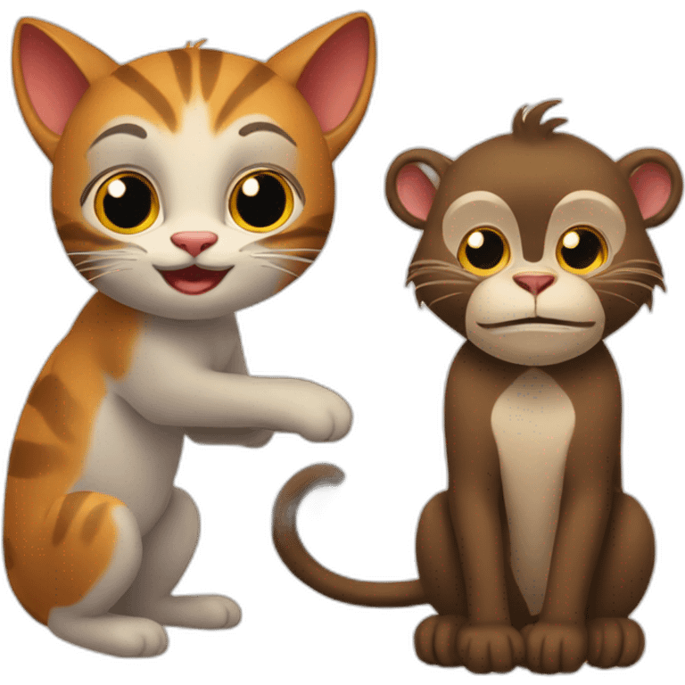 Two cats and monkey with a barter emoji