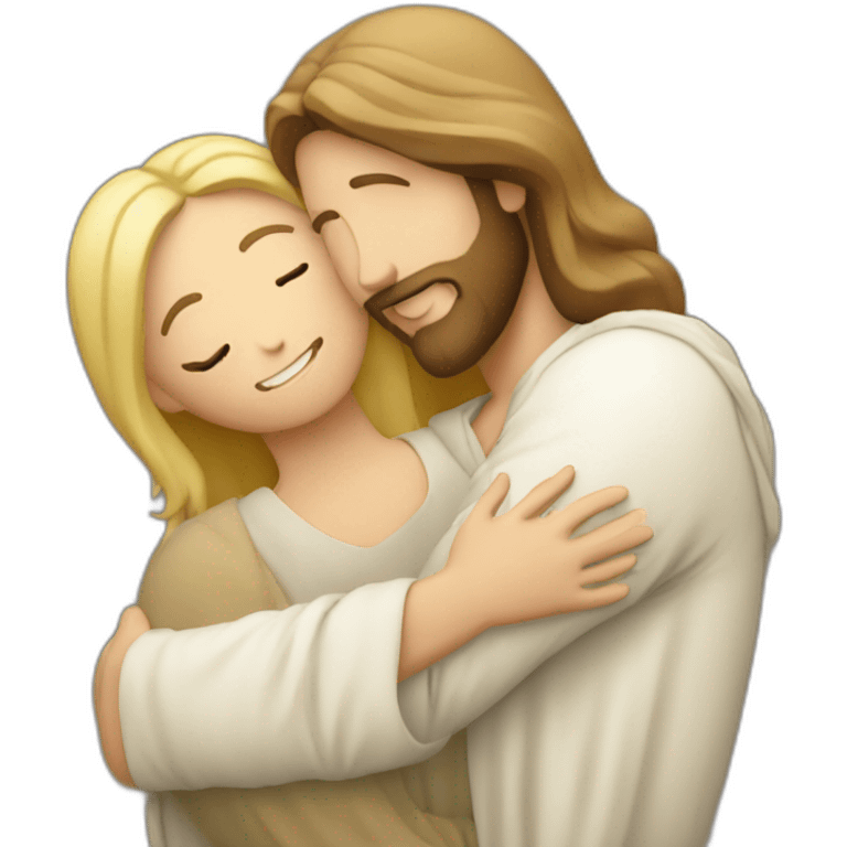 Jesus hugging a blonde woman  emoji